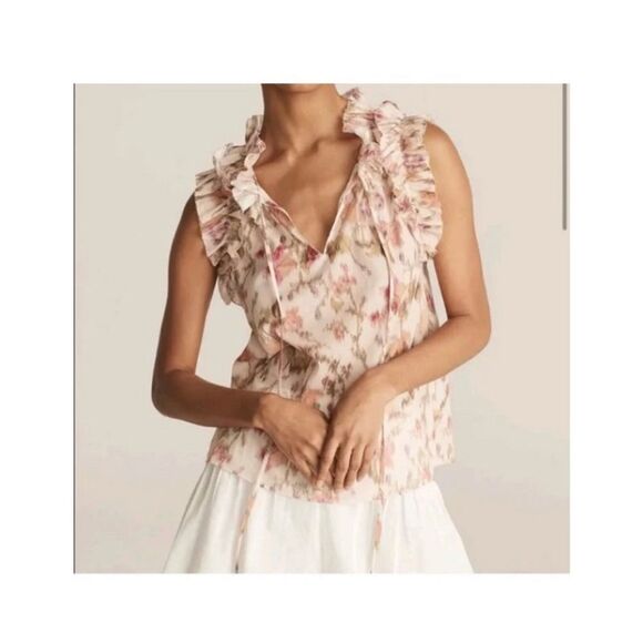 NWOT 225.00 REBECCA TAYLOR
Picot Floral Ruffle Blouse Small - Picture 1 of 4